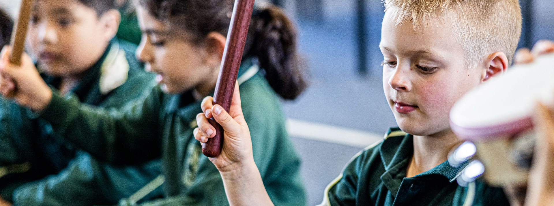 Student playing percussion instruments at St Aidan's Catholic Primary School Rooty Hill