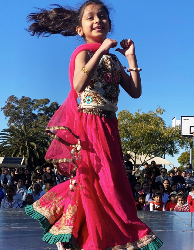Student from St Aidan's Catholic Primary School Rooty Hill celebrating International Day in 2023