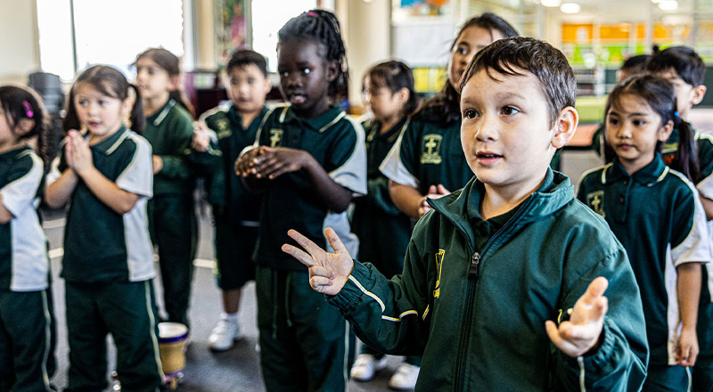 Student celebrating at St Aidan's Catholic Primary School Rooty Hill
