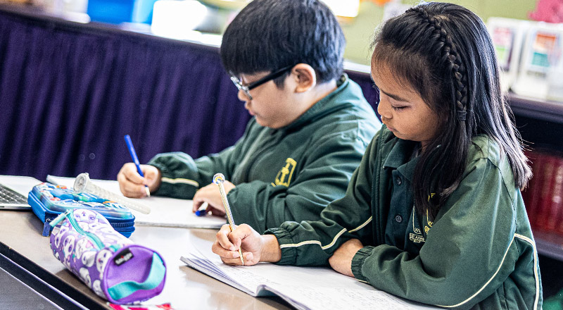 Students at desk at St Aidan's Catholic Primary School Rooty Hill