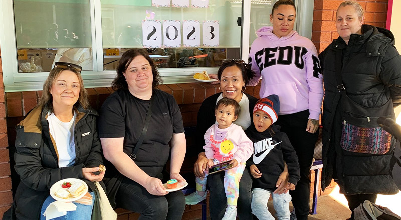 Supportive parents from St Aidan's Catholic Primary School Rooty Hill at morning tea
