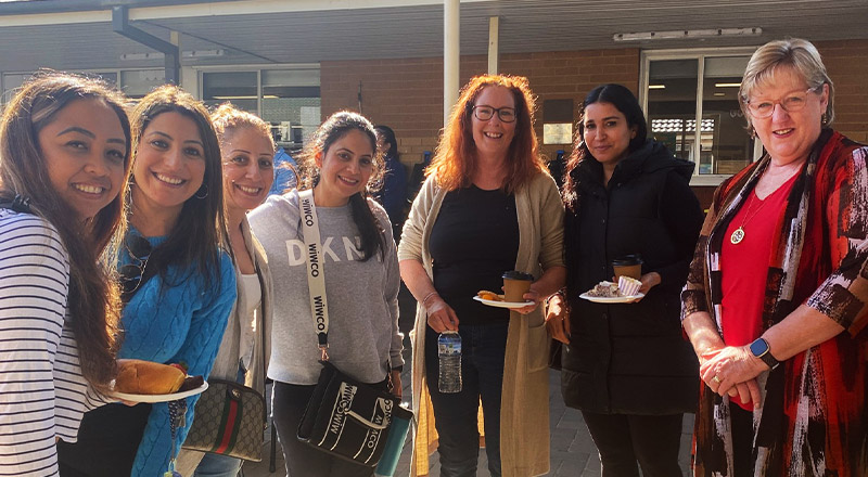 Supportive parents from St Aidan's Catholic Primary School Rooty Hill at morning tea