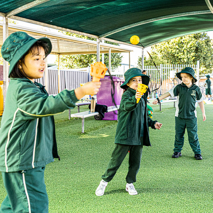 Students playing in shaded area at St Aidan's Catholic Primary School Rooty Hill