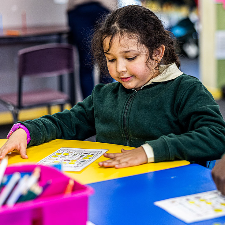 Student learning at desk at St Aidan's Catholic Primary School Rooty Hill